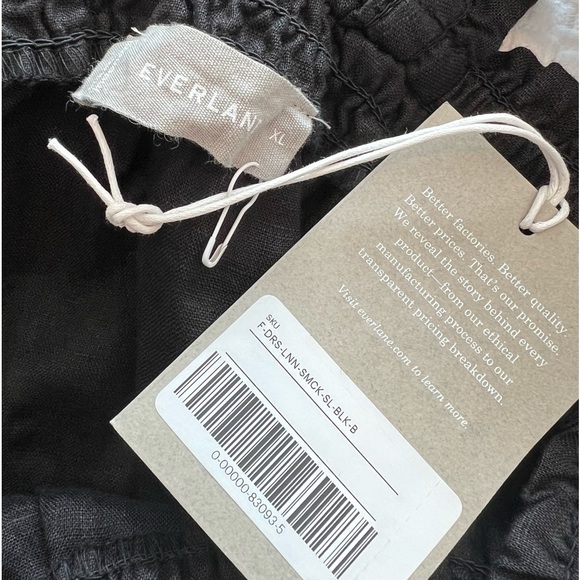 Everlane The Smocked Linen Shift Dress: Black NWT - Picture 16 of 16